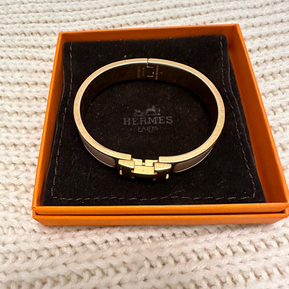 HERMES CLIC H BRACELET MARRON GLACÈ